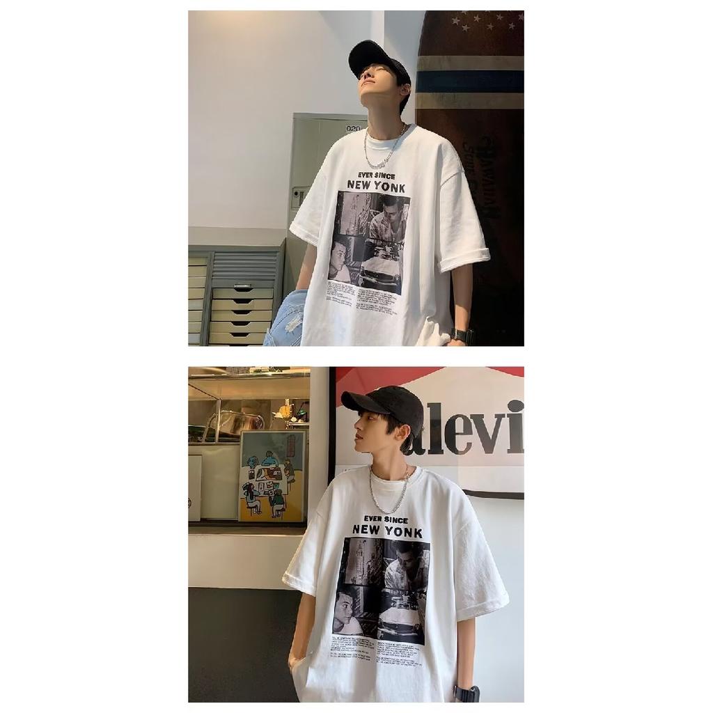 Men'S Trendy Letter Round Neck Printed Short Sleeved T-Shirt For Summer Ins Loose Casual Top