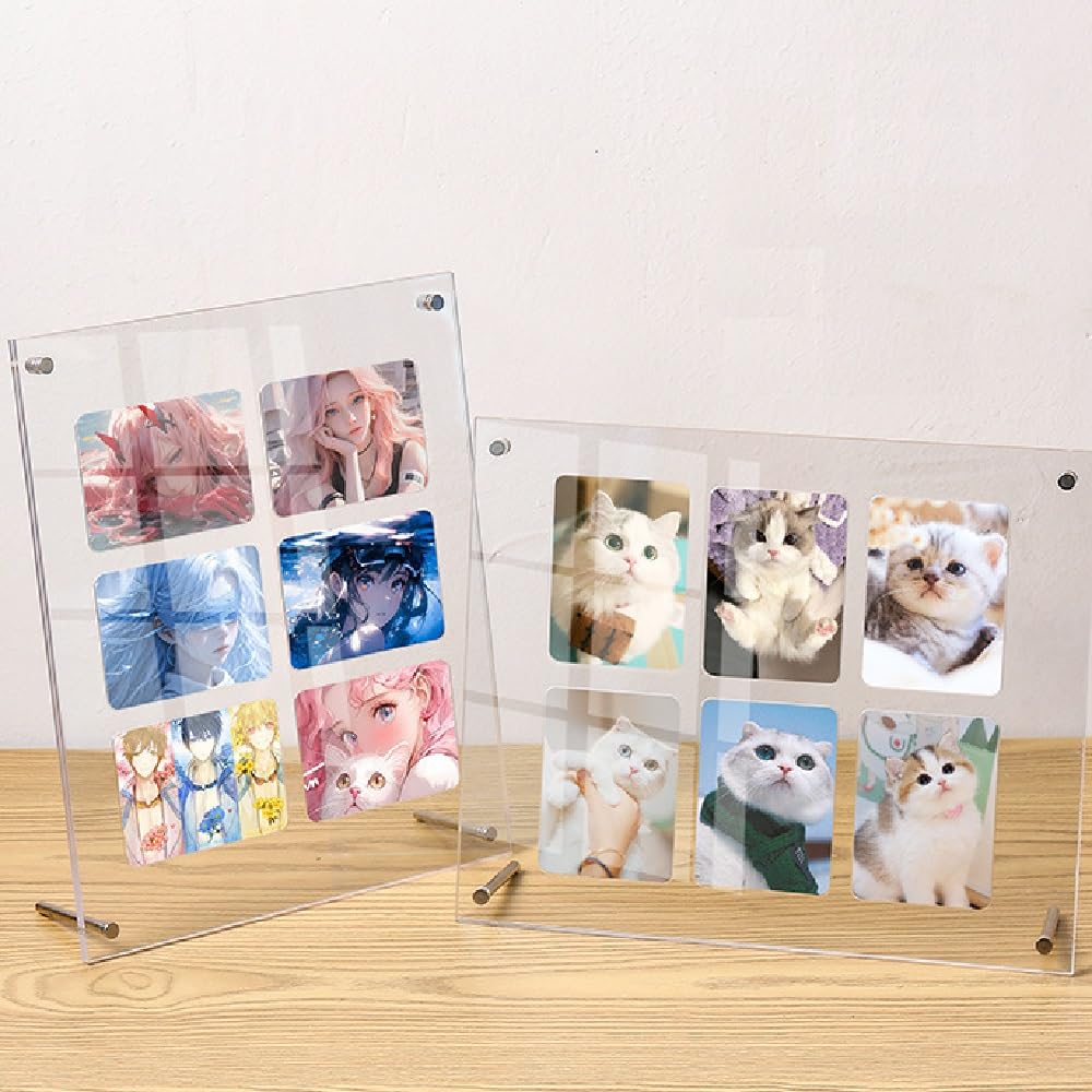 siawadeky Card Display 4 Fully Card 3 Layer Individual Screw Acrylic Scratch Deterioration Card Compatible with Trading Anime Character Cards Case,