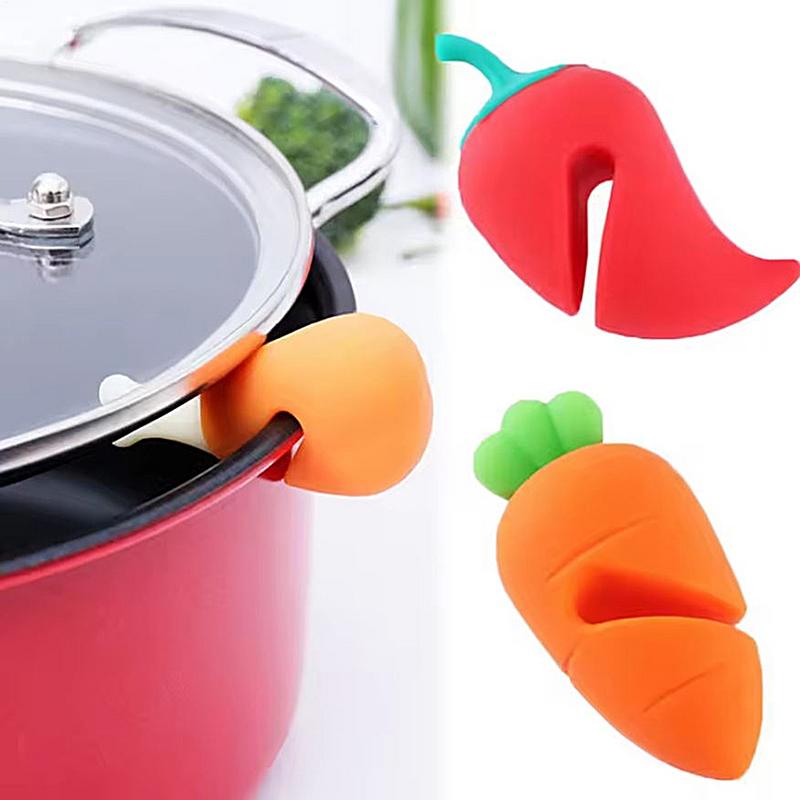 3pcs Cute Silicone Pot Cover Lifter Anti-spill Rack Pot Lid Holder Heat-resistant Boiled Anti-Overflow Stopper Kitchen Gadgets
