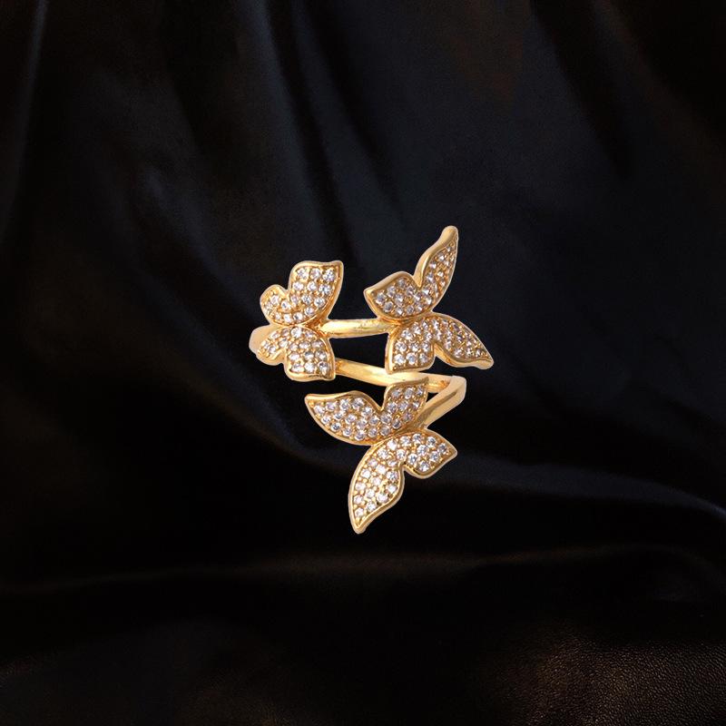 2025 New Butterfly Ring Female Niche Design Fashionable Personality Adjustable Opening Temperament Jewelry Accessories