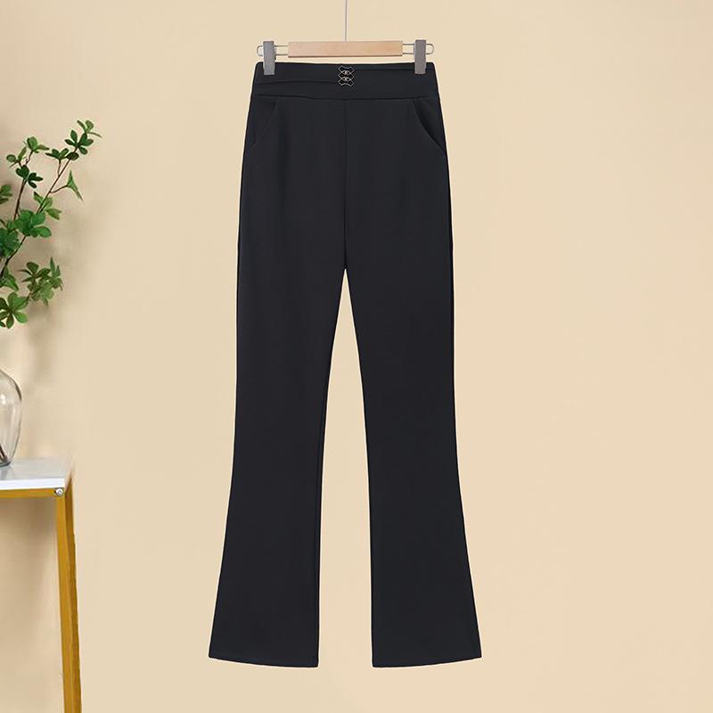 

Mom s Slimming Micro-Flare Casual Pants for Women in 40s-50s, Solid Color, Lightweight Summer Wear XXL (110-125 Jin) чорний