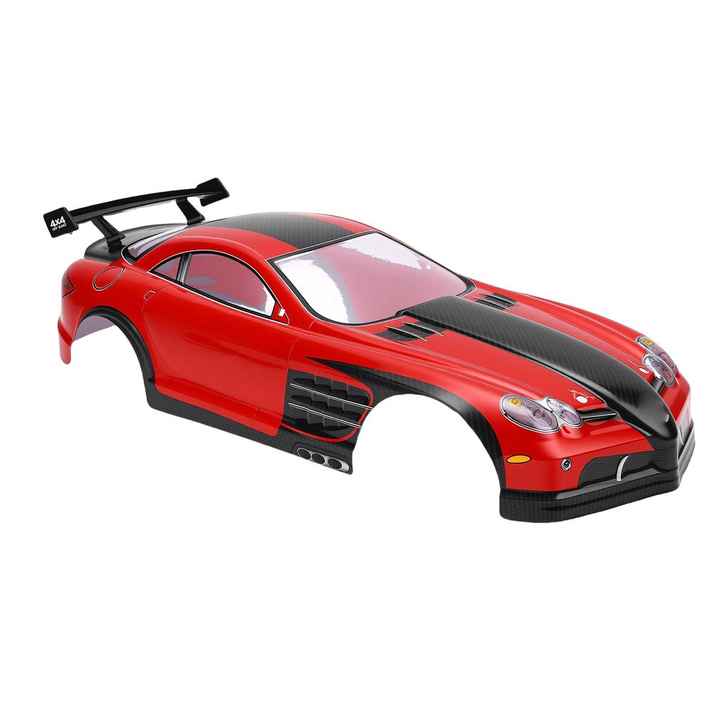 1 10 Scale RC Car Body Shell Universal Remote Control Car Shell Frame and Rear Wing for 26cm Wheelbase Racing Cars Red