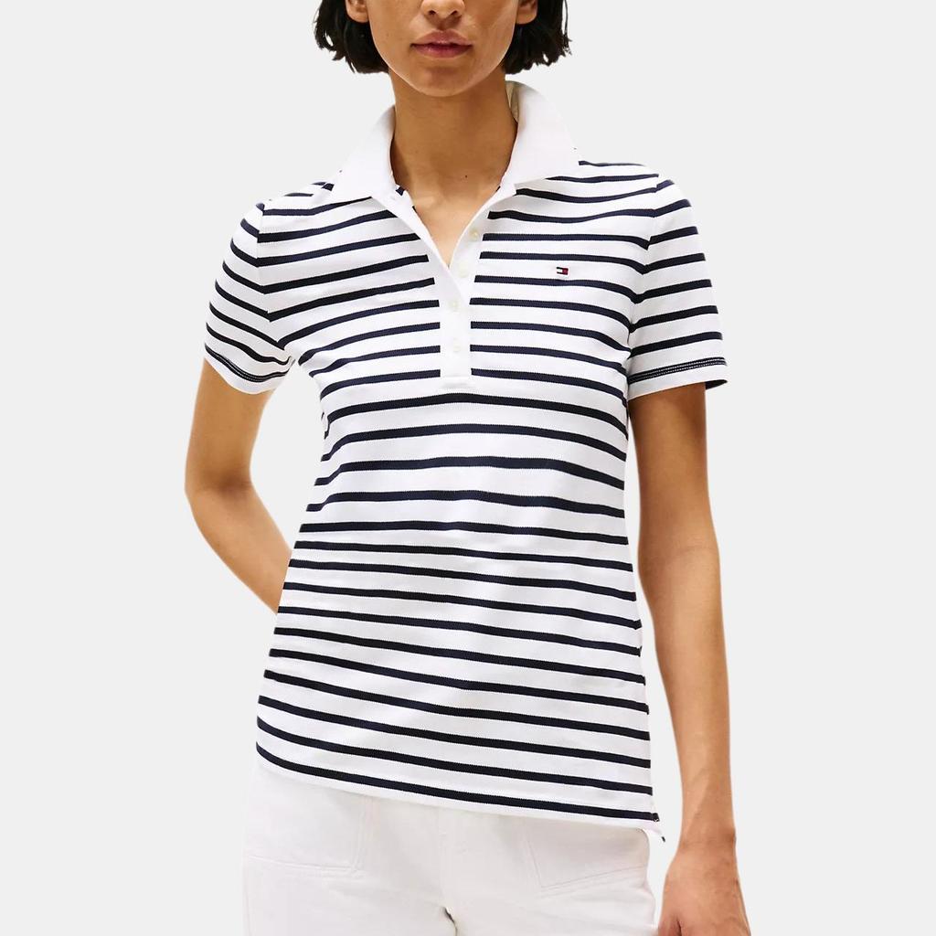 Tommy Hilfiger Classic Simple Comfortable Commuting Casual Slim Fit Striped Polo Shirt Women tops 76J5200-YCF