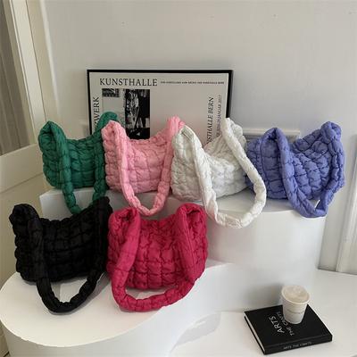 Módní skládaná bavlna Zimní trend Vyšívací nit Velká kapacita Jednoduché Ležérní Rameno Crossbody Podpaží Dámská taška