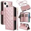 For iPhone 13 mini Case Leather Zipper Pouch Wallet Crossbody Phone Cover