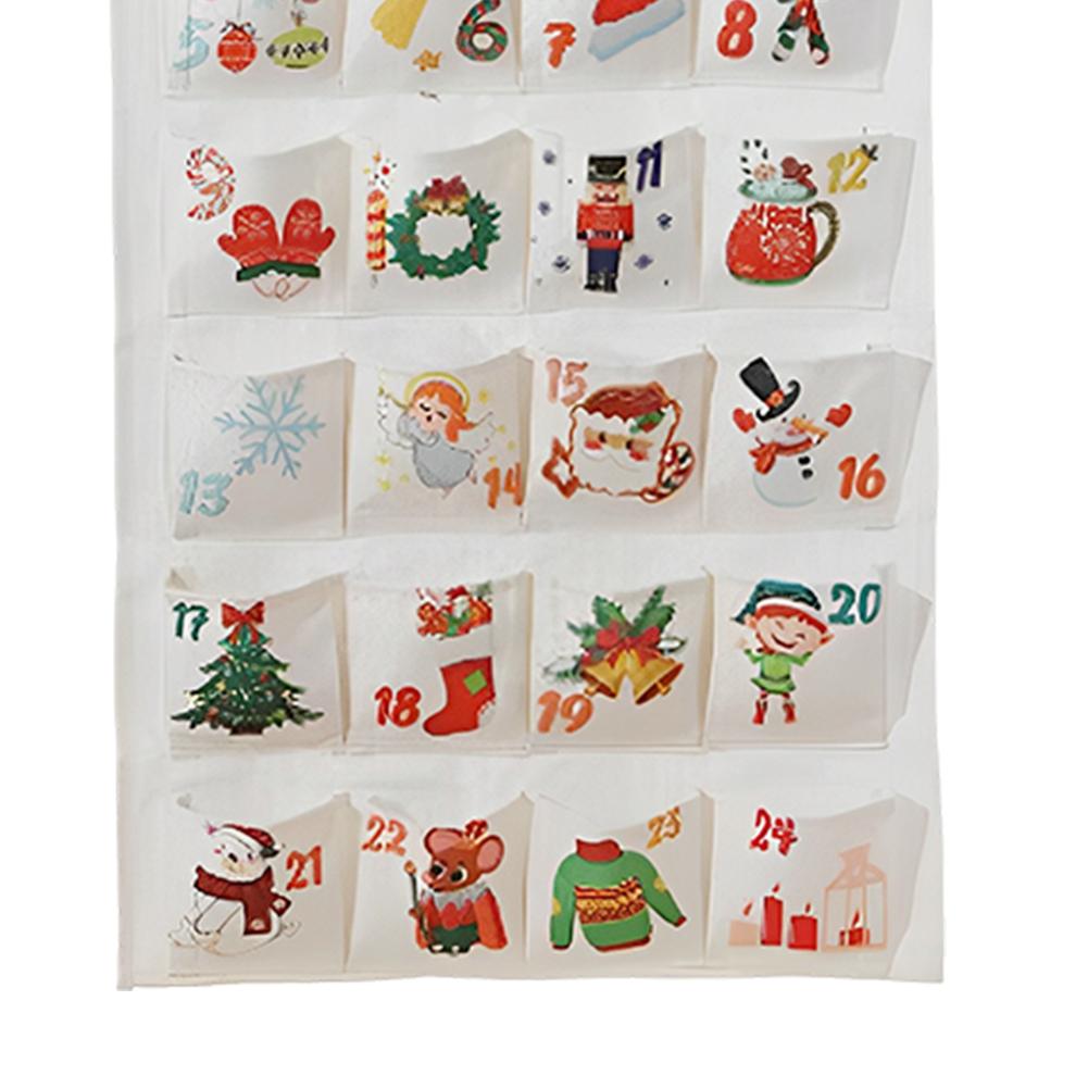 Fabric Christmas Advent Calendar Xmas Wall Decoration Reusable Advent Calendar 2024 with 24 Pockets for Holiday Home Decor