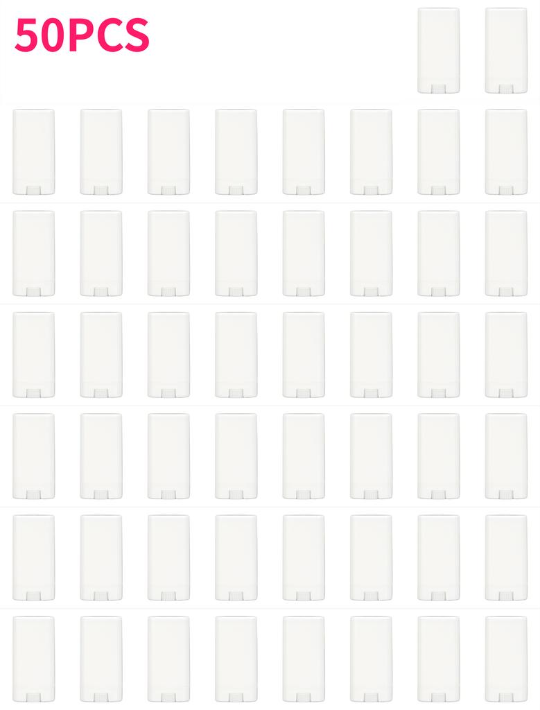 50pcs 15ml White Plastic Containers Empty Refillable Deodorant Tubes Top-Fill Oval Lip Balm Tubes for Travel Chapstick Lotions