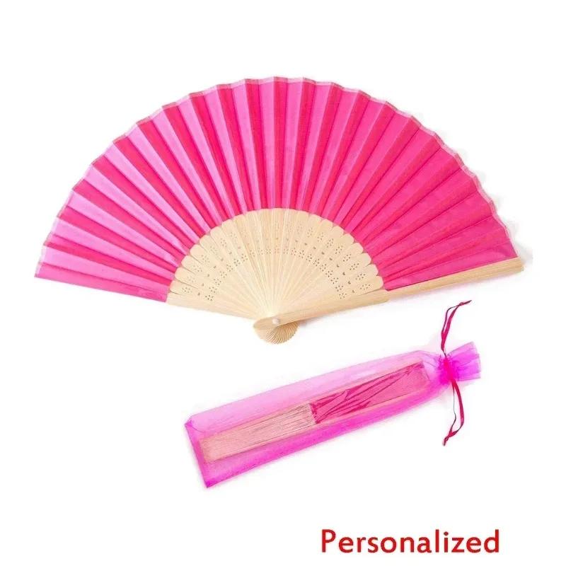 20/24/30PCS Personalized Wedding Fan,Custom Printing Handheld Folding Fans Come with Organza Bag Bridal Shower Baby Christening