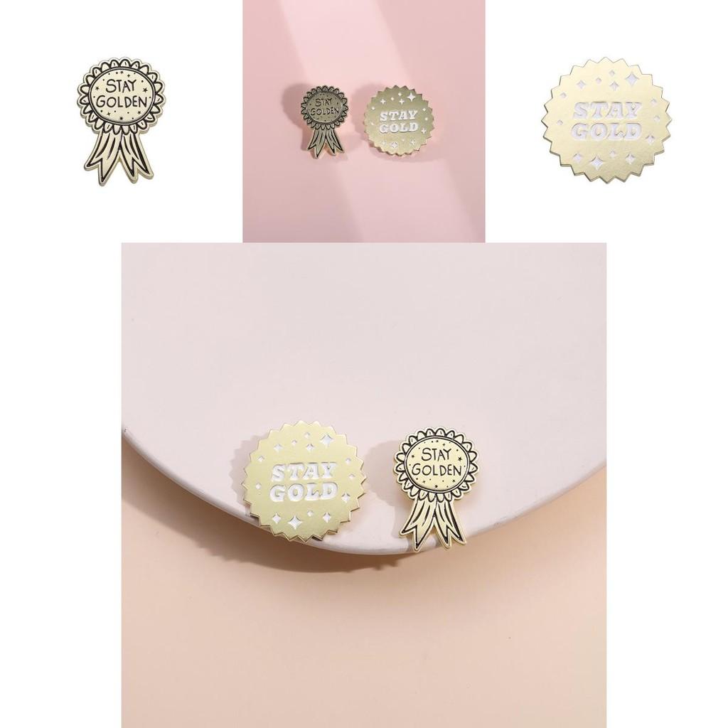 Creative Simple Geometric Round Metal Badge Personalized Retro Cartoon Brooch Accessory