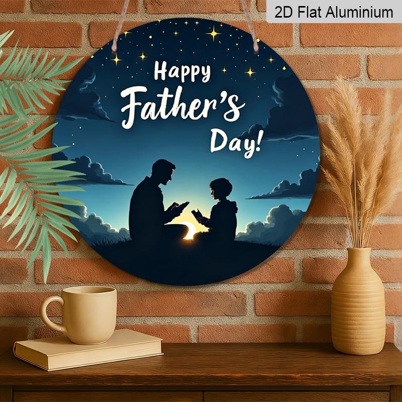 2D Flat, 1pc Father's Day Wall Sign - Aluminum Modern Decorative Art with "Happy Father's Day" Text, Waterproof & Durable, No Power Needed, Easy