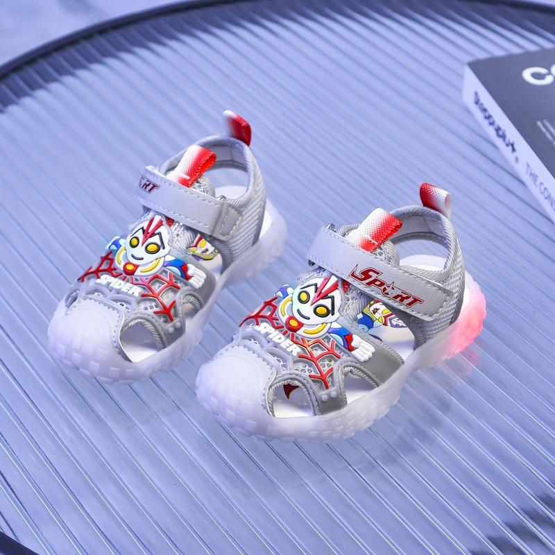 

New Children s Sport Sandals | Soft-Sole Light-Up Shoes for Girls and Boy, Cartoon LED Glowing Sandals for Boys and Girl 30 сірий