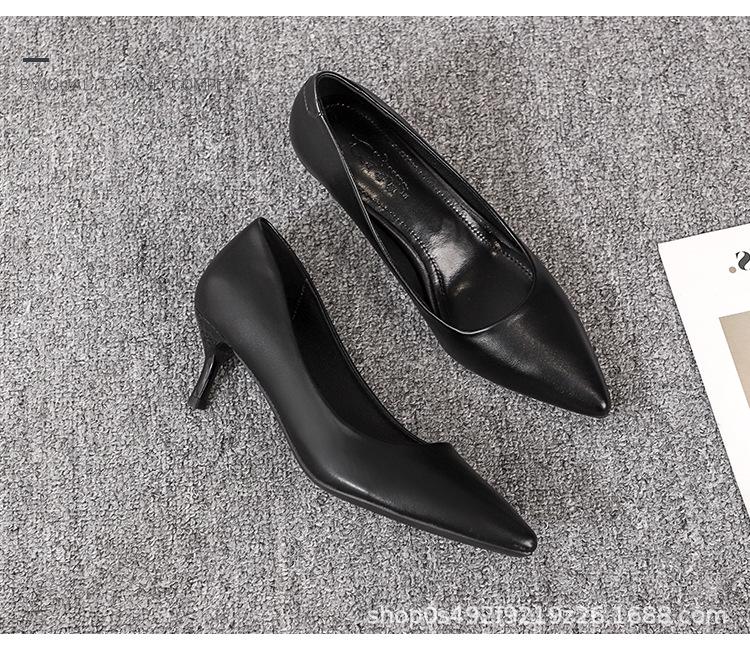 357-8 Flyvertinne Dames Svarte Skinn Stiletthæler - 2025 Profesjonelle Høye Hæler