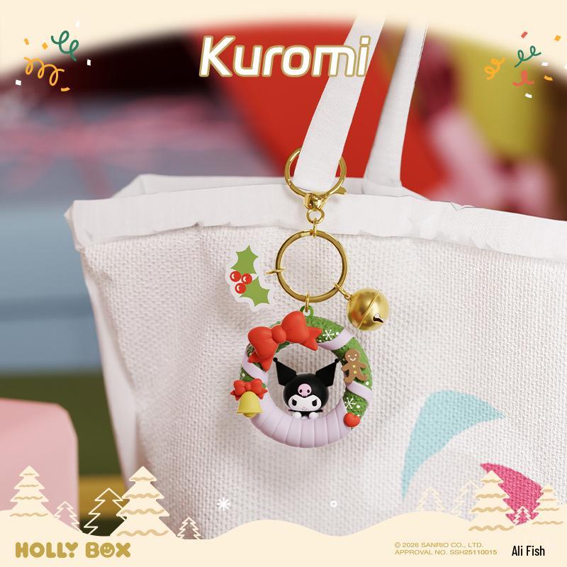 Sanrio Hello Kitty & Friends Christmas Wreath Keychain Set featuring Kuromi & Cinnamoroll Pendants