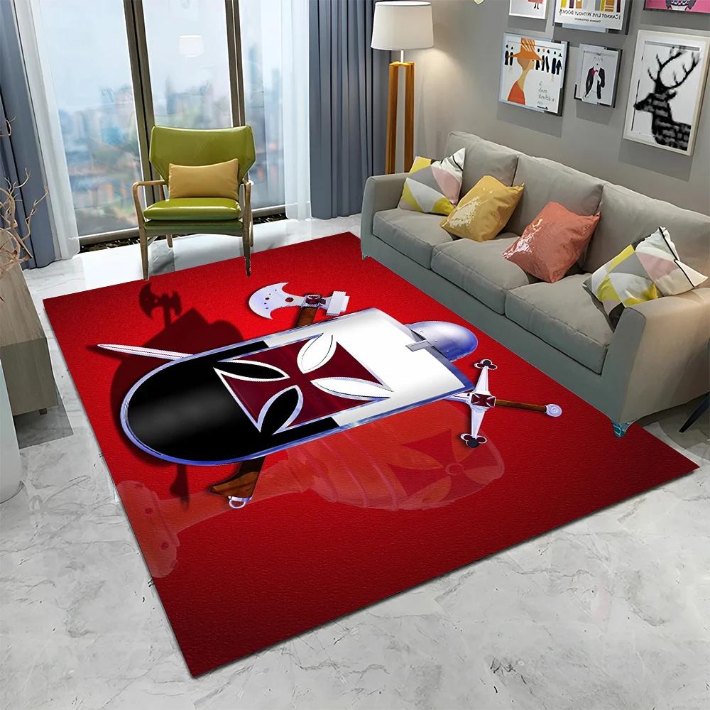 Rycerz Templariusz Krzyżowiec Gry Dywanik do Domu Salonu Sypialni Sofy Wycieraczka Dekoracja, Dywanik Obszarowy Antypoślizgowa Mata Podłogowa