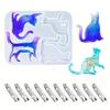 1Pack Cat Resin Mold Jewelry Casting Molds Brooch Mold Animal Silicone Mold Crystal Mold with 10pcs Brooch Pin for DIY Keychain