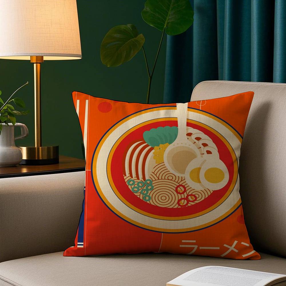 Japanese Style Food Pillow Case Plush Fabric Soft Pillowcase Double Sided Print Sofa Cushion Cover Throw