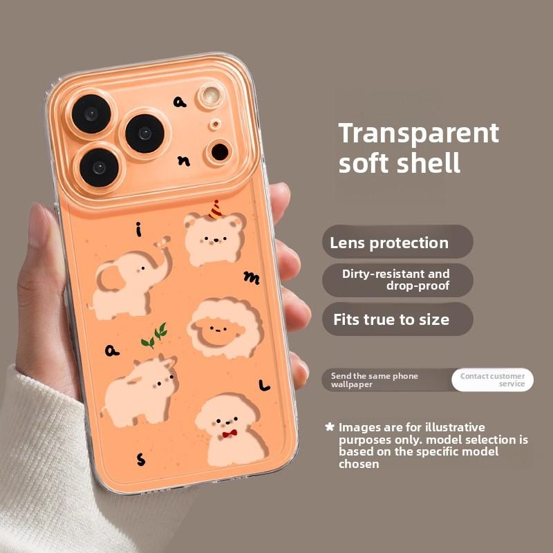 Orange Little Elephant Apple 17 Pro Max Phone Case 17 Pro Cute Air Transparent TPU Shockproof 17 Protective Cover 16