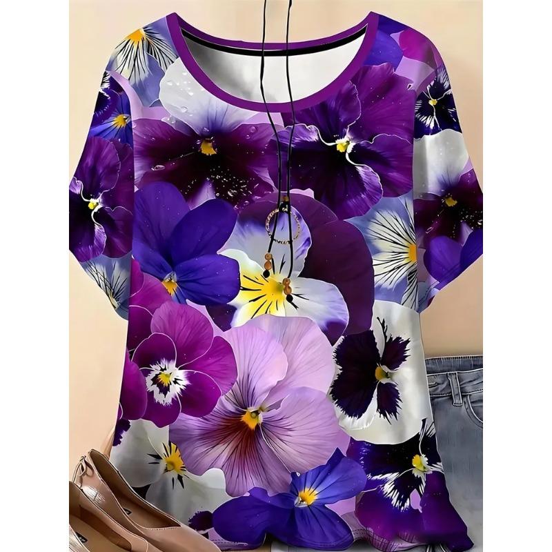 3D Printed Flower Pattern Summer Women's T-shirt Is Breathable, Fashionable and Versatile