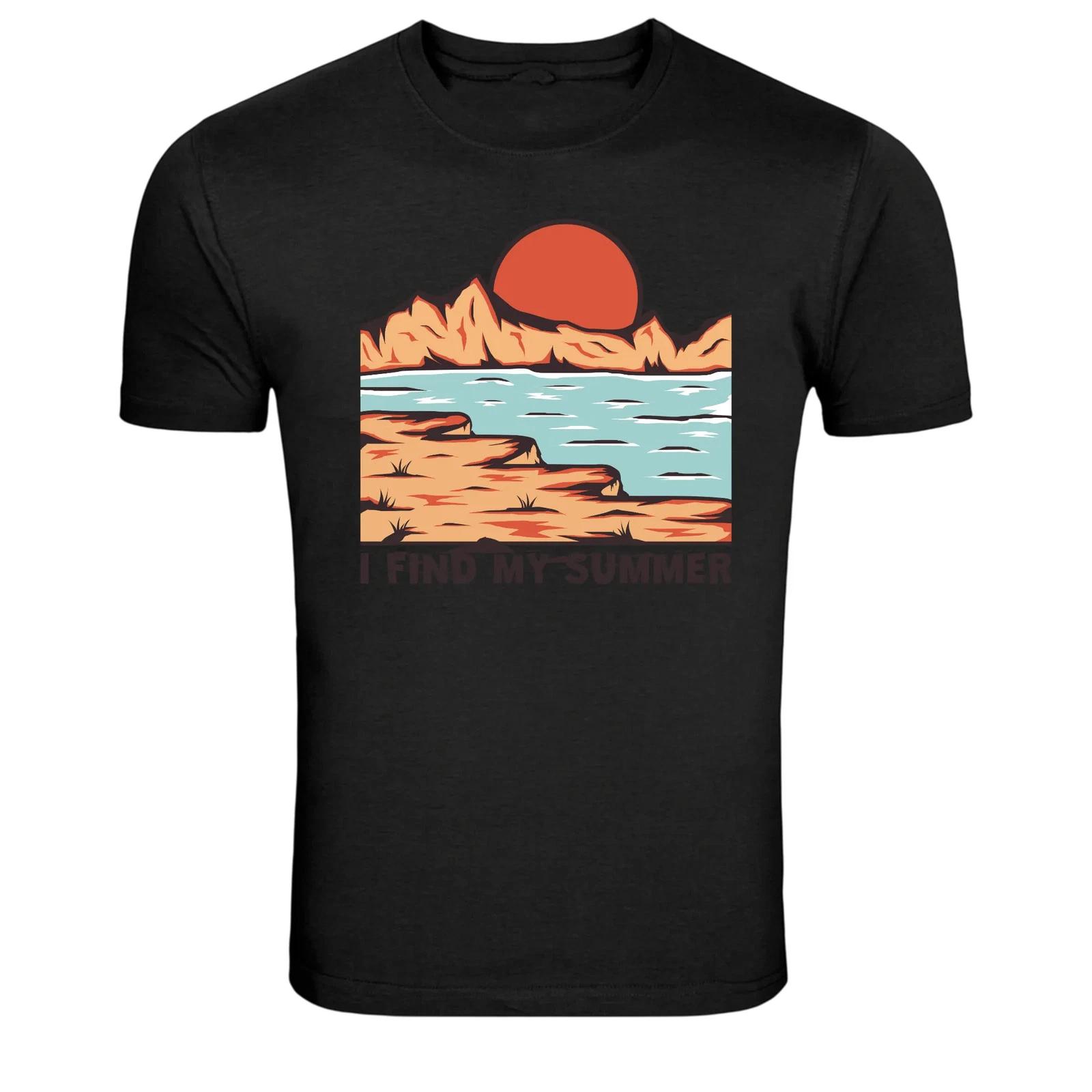 I Find My Summer Sunset Beach Landscape Graphic T Shirt S
