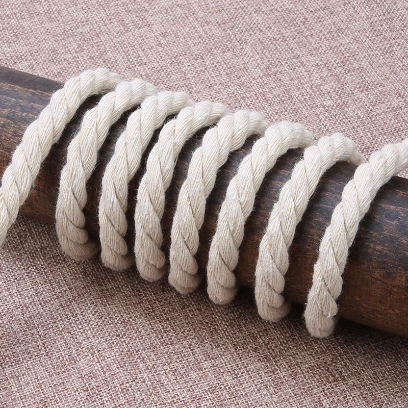Sturdy Handmade Three-Strand Cotton-Hemp Rope for DIY Projects - Thick White Binding or Air Conditioner Water Pipe