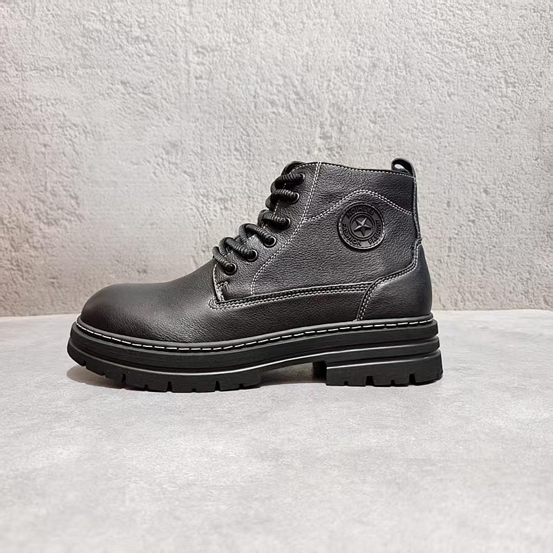 

Мужские ботинки мартин из натуральной кожи с высоким голенищем, увеличивающие рост, осенне-зимние повседневные из коровьей кожи в европейском стиле. 40 чёрный