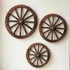 Wooden Wagon Wheel Wall Decor Retro Wheel Wall Art Vintage Farmhouse Old Western Hanging Ornaments for Home Office Cabin Western Themed Decor