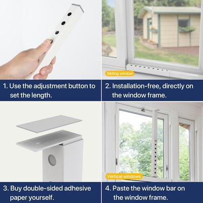 B03B-Adjustable AC Window Lock Bar, Small Window Security Bars For Child Safety, Window Stoppers For Vertical Sliding