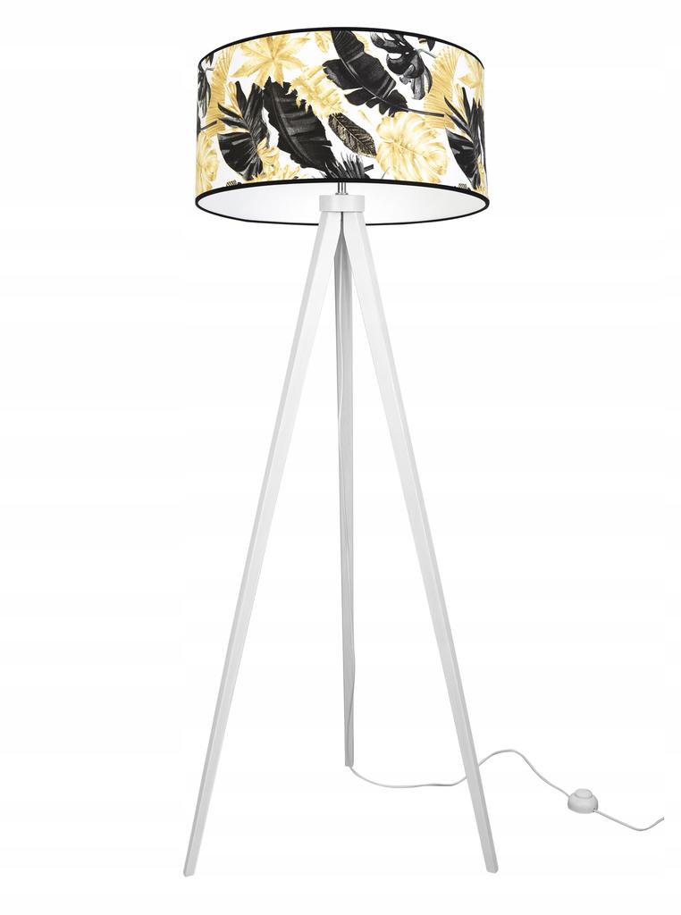 Floor Lamp Tripod Lampshade Golden Flowers Led