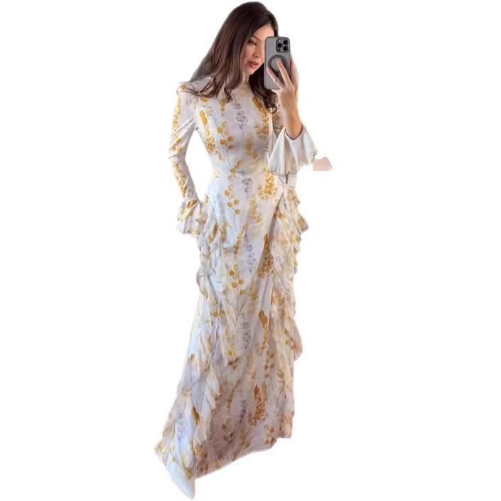 

2026 Spring/Summer V-Neck Pleated Evening Gown: Elegant Casual Fashion XXL
