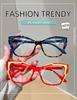 2PCS Elegant Cat Eye Reading Glasses for Women-fashionable Color Block Design Anti-blue Light 1.0 To 4.0 Strength