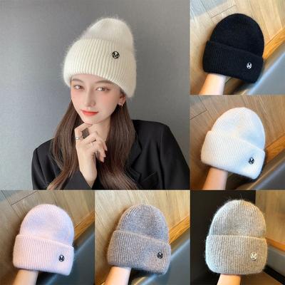 Letter Printing Wool Thread Knit Cap Fashion Ear Protection Winter Warm Knitted Hat Soft Crochet Hats Women Girls Maiden