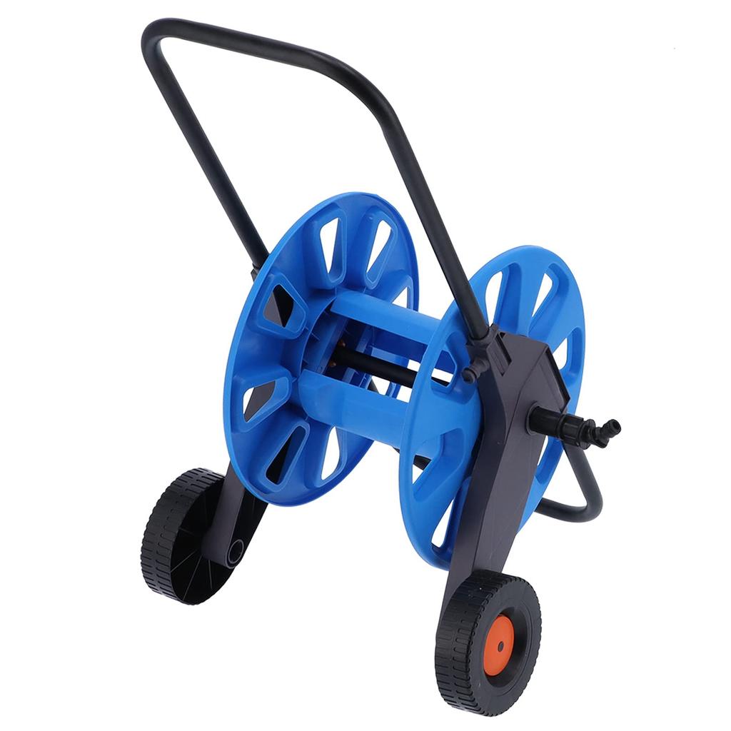 Tragbarer Hand-Schub-Gartenschlauchwicklerwagen mit Rädern, Wasserschlauchwagen, Aufbewahrungsregal-Organizer für G1/2 50m Schlauch