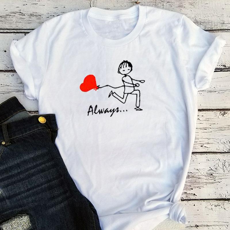 Harajuku Style Short Always Together Couple Matching Graphic TShirts Unisexs And Womens Top Tees for Couples S