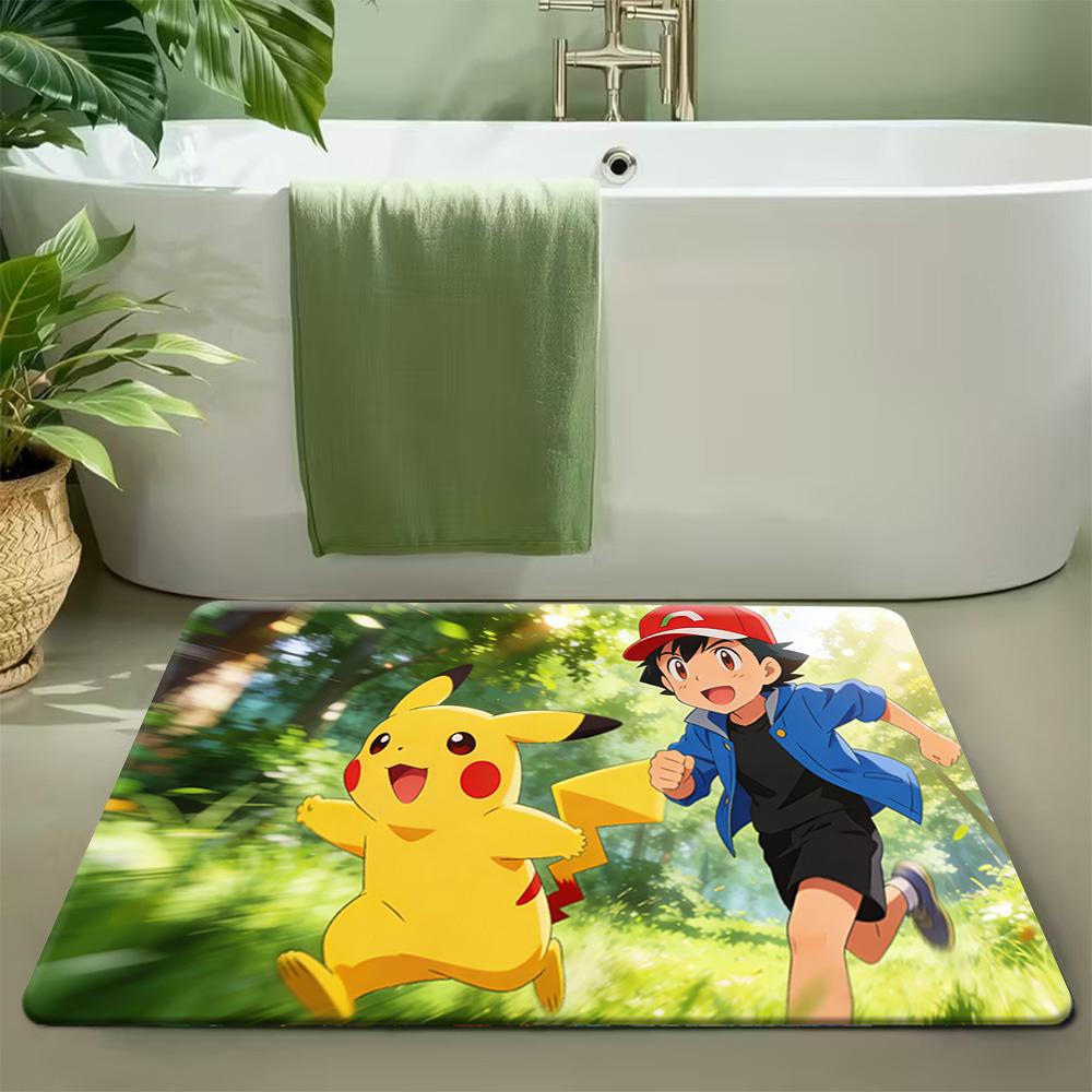 Anime Pokemon Armarouge Ceruledge Battle Scene Print Absorbent Non-Slip Indoor Entryway Bathroom Doormat Rug 40cm x 60cm