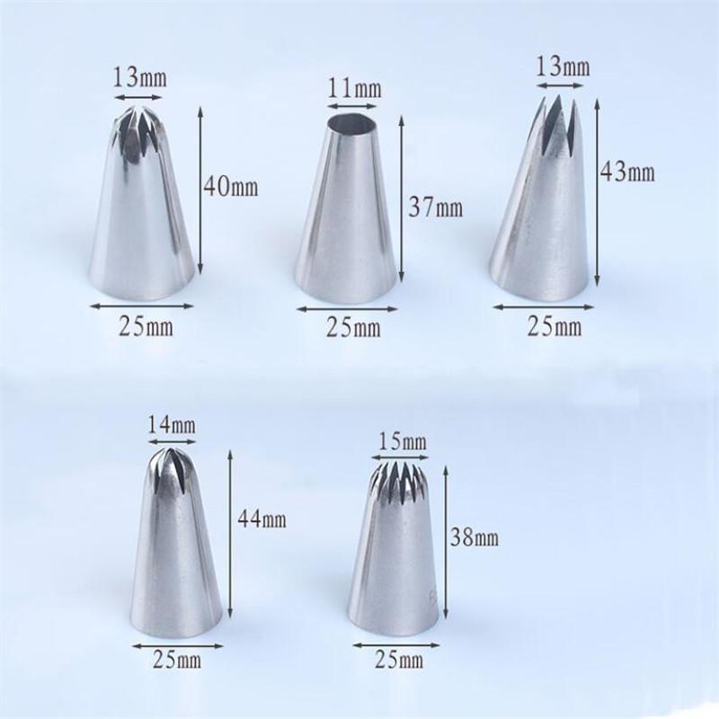 5Pcs Set Russian Icing Piping Nozzles 1M 2A 2D 2F 6B for Cake Fondant Decor Confectionery Flower Cream Kitchen Pastry Tools