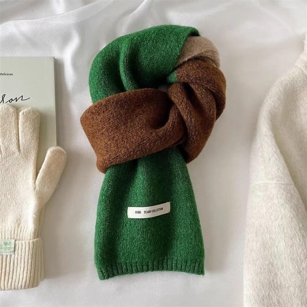 Woolen Cashmere Shawl Neckwarmer Winter Neck Scarf Fashion Patchwork Color Scarf  Outdoor