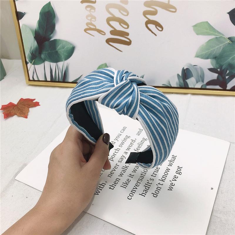 Wide Women Headpiece Vintage Denim Cloth Knotted Headbands for Female Daily Shopping Head Wears