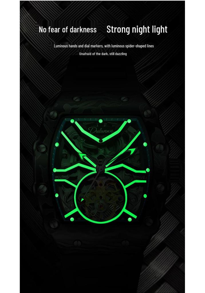 Richard Skeleton Barrel-Shaped Luminous Waterproof Men's Sports Watch