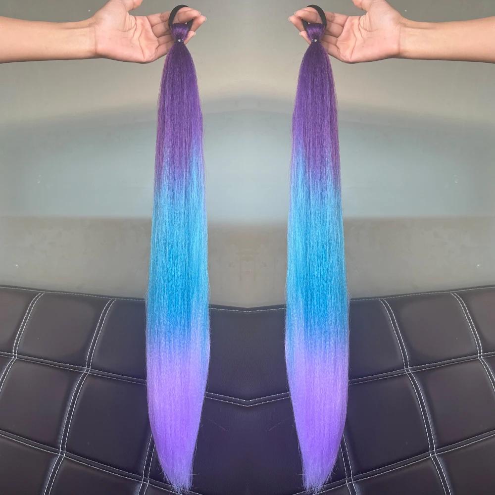 

Синтетический прямой хвост 2 шт. с эластичной резинкой для волос, цветной плетеный хвост, наращивание волос, аксессуары для волос для женщин 24inches