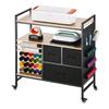 Rolling Craft Cart and Storage Table with 20 Vinyl Roll Holders 3 Drawers Black