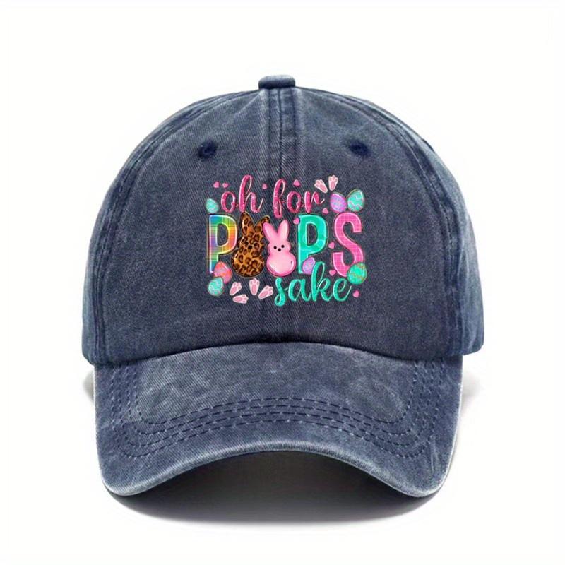Oh For Peeps Sake Easter Bunny Graphic Baseball Cap Casual Adjustable Distressed Summer Sun Protection Adult Cap