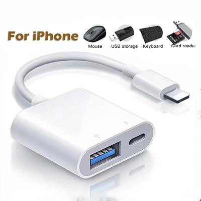 Lightning - USB3.0 Dönüştürücü OTG Adaptörü Fare Klavye U Disk Kamera Kart Okuyucu Veri Dönüştürücü iPhone X XS 11 12 13 14 Pro 8 7 için