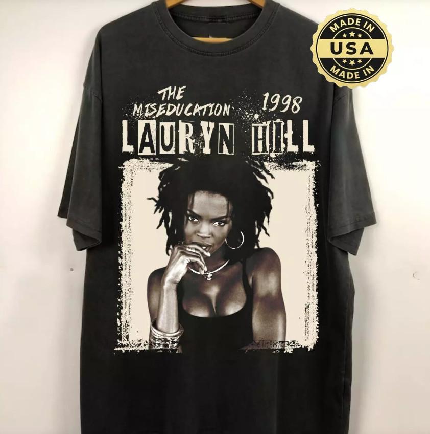 Lauryn Hill Tees Lauryn Hill Retro Lauryn Hill Shirt Black EG385 L