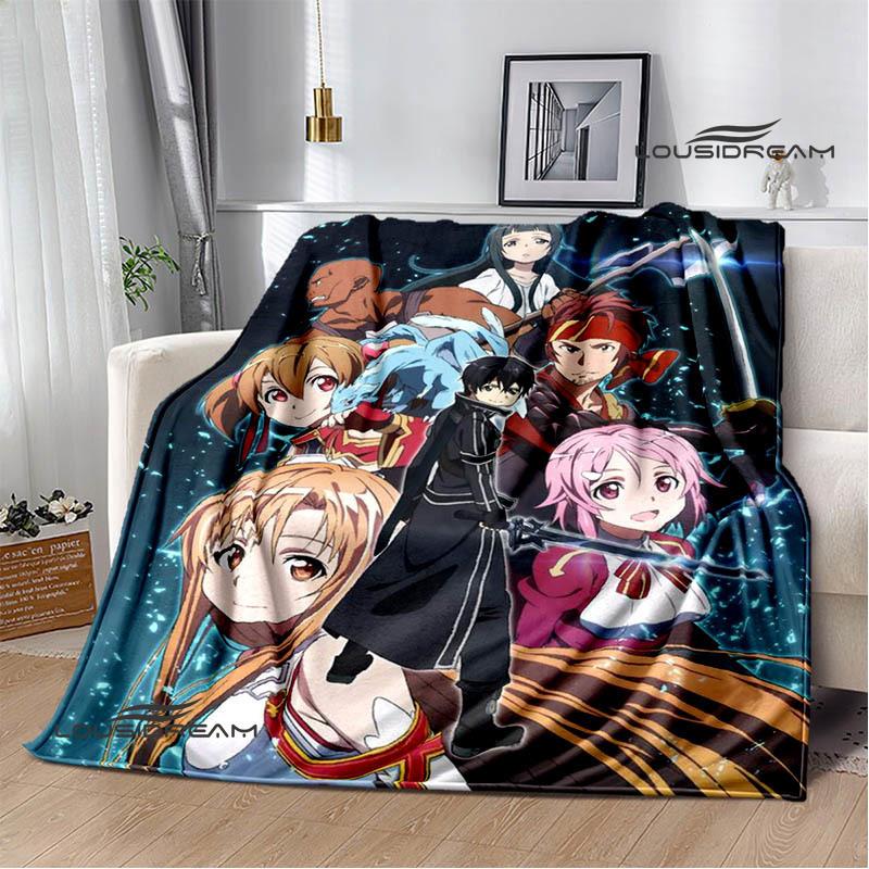 Cartoon Sword Art Online Printed Blankets Picnic Blanket Warm Flannel Blankets Home Bed Linings Blankets for Beds Birthday Gift