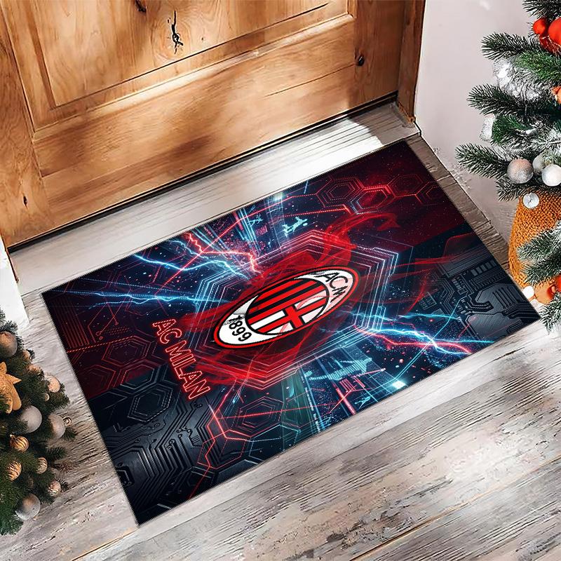 Tappeto in Flanella Stampato AC Milan Antiscivolo Morbido Poliestere Tappeto per Pavimento Tappetino Decorativo da Interno per Camera da Letto Soggiorno Divano Sala Giochi Decorazione Casa