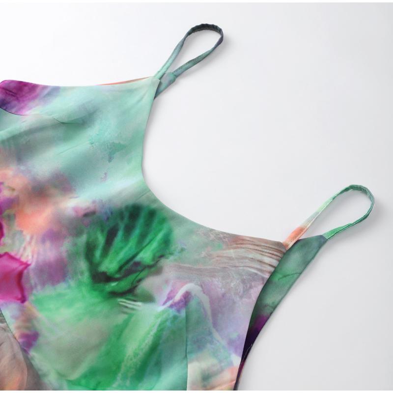 Fashion Elegant Print Dress Women Sexy Off Shoulder Backless Tie-dye Suspender Female Dresses 2 Piece Slash Neck Vacation Lady Robes
