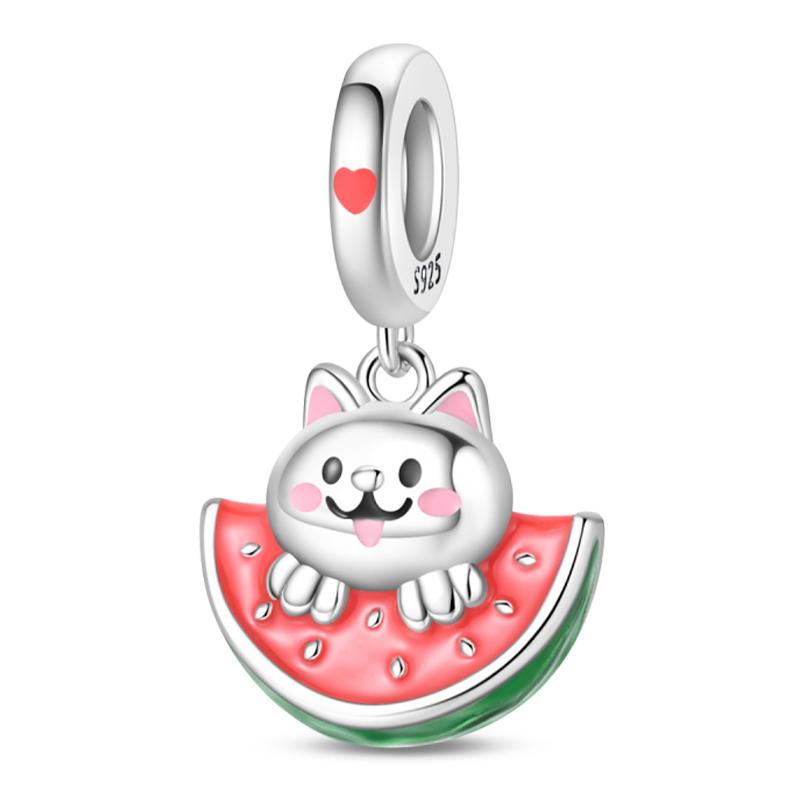 Fits Pan Braceletscopper Charms Color Strawberry Cherry Blueberries Fruit Sweet Original Diy Jewelry Birthday Fine Gifts