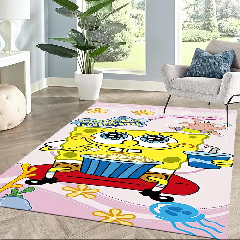 Spongebob Movie Night Square Rugs Are a Great Choice for Living Rooms, Bedrooms, Home Décor, and As Gifts.