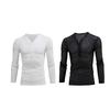 Deep V-neck Men T-shirt Long Sleeve Thin Elastic Quick Drying Summer Solid Color Slim Fit Tee Top Streetwear
