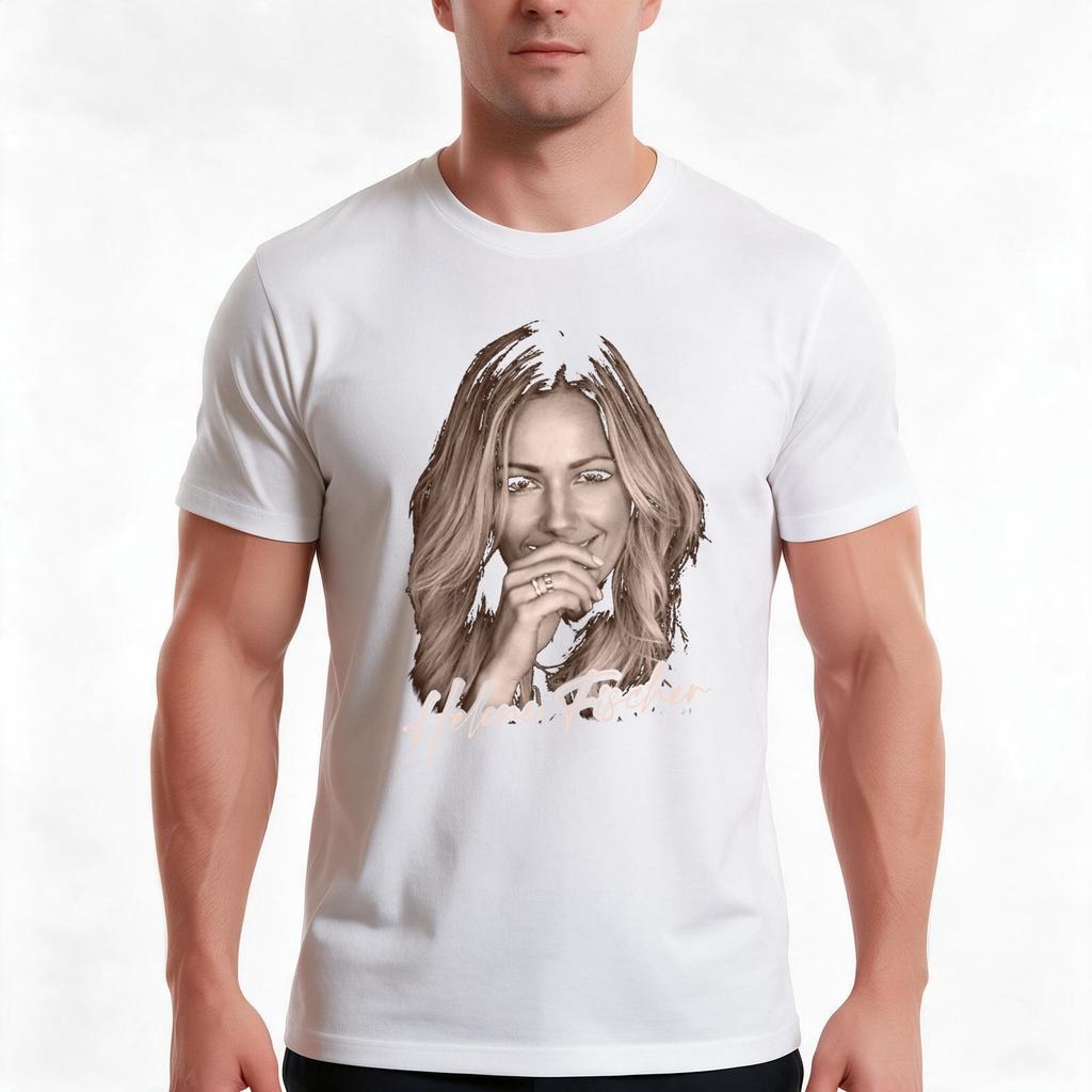Helene Fischer T-Shirt Sommer Lässig Baumwolle T-Shirt Oversized Streetwear Oberteile Vintage Grafikdruck Lockerer Schnitt Kurzarm
